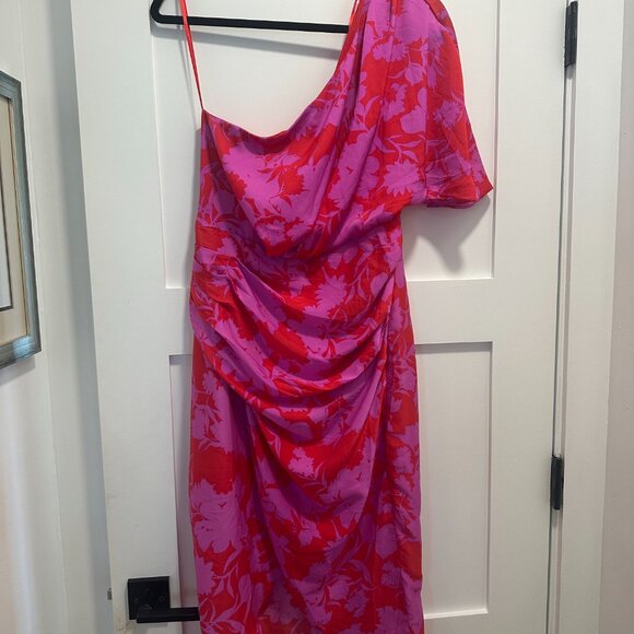 DO+BE Asymmetrical One Shoulder Tulip Hem Summer Midi Dress Large - Picture 4 of 7